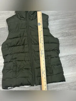 Dark Olive Green Hollister Puffer Vest | Sherpa lined | Size Medium thumbnail 7