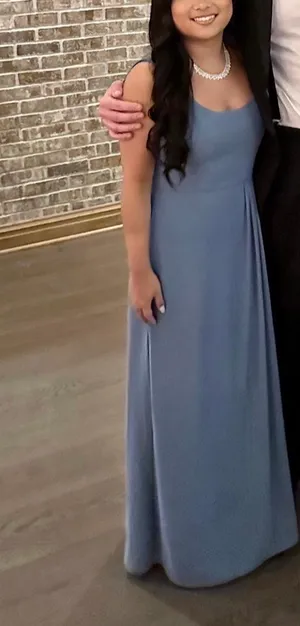 David’s Bridal Chiffon Tank Scoop Neck Dress in Steel Blue - Size 4 (4P) thumbnail 3