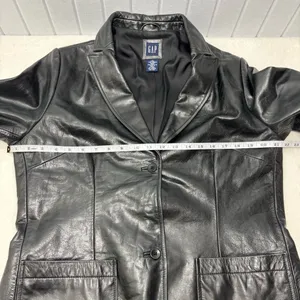GAP Vintage Y2K 2000 Women’s Black Genuine Leather Jacket Size L‎ thumbnail 7