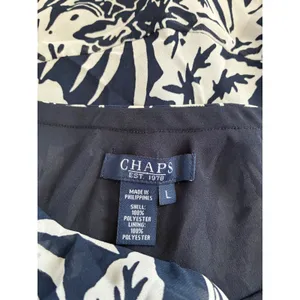 Chaps Navy White Floral Maxi Skirt Womens Large Tropical Chiffon Tiered Boho thumbnail 4