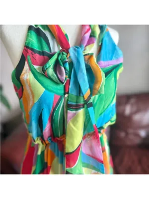Nine West Women’s Size Small Multicolor Sleeveless Colorful Abstract Maxi Dress thumbnail 5