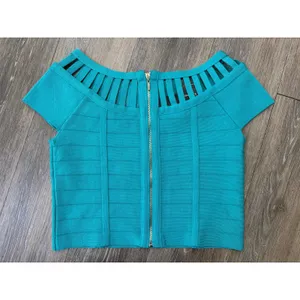 Bebe Crop Top Teal Cutout Bandage Y2K Going Out Party NWT Large thumbnail 2
