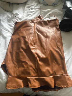 brown leather skirt thumbnail 2