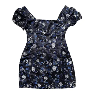 Lulus Dramatic Beauty Black Floral Jacquard Puff Sleeve Mini Dress, Size S thumbnail 3