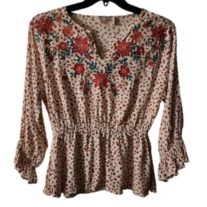 Savanna Jane Peplum Blouse Size Medium White thumbnail 1