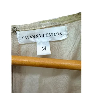 Savannah Taylor Floral Organza Puff Sleeve Belted Mini Dress Cream M Fairy Girly thumbnail 3
