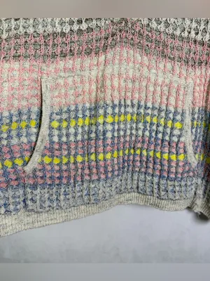 Daily Practice Anthropologie Women M/L Hooded Open Knit Poncho Sweater Oversized thumbnail 3