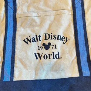 Walt Disney World Vintage Style Collectible Canvas‎ Tote Bag Embroidered Blue thumbnail 2