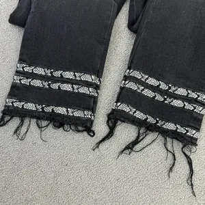 Driftwood Jeans Womens Size 27‎ Black Colette Snake Print Stripe Raw Cuff Crop thumbnail 7