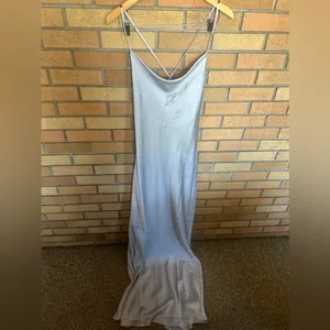 NWT Show Me Your MuMu Tuscany Maxi Slip Dress in Silver Luxe Satin - Size Medium thumbnail 3