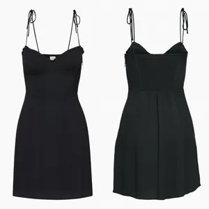 Aritzia Wilfred Fable Dress Black Mini Bustier Sweetheart Tie Strap Women's 0 thumbnail 3