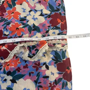 Karlie Floral Ruffle Top Large Multicolor Linen Blend Flutter Sleeve Lace Trim‎ thumbnail 9