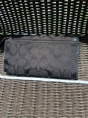 COACH Wallet Credit Cards ID Tri-Fold Canvas leather black signature C billfold thumbnail 6