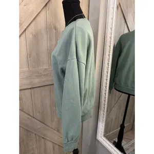 Sage Green Crewneck Sweatshirt Oversized Pullover Top Women Medium thumbnail 5