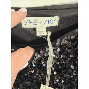 She + Sky Black Sequin Mini Skirt NWT size medium thumbnail 3