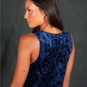 Natural Life Dark Blue Crushed Velvet Sleeveless Maxi Dress Sz.XS thumbnail 4