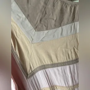 Storia Neopolitan stripes midi dress peach beige short sleeve bows elastic waist thumbnail 9