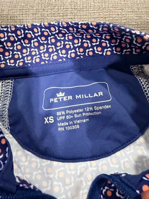 Peter Millar the players sun Navy and White Printed Quarter-Zip Long-Sleeve Top thumbnail 12