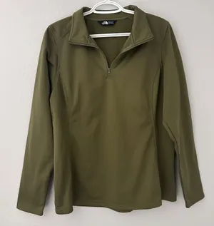 The North Face Womens-L/G Ladies Tech 1/4‎ Zip Fleece Pullover Burnt Olive Green thumbnail 1