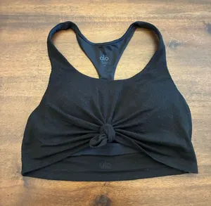 Alo Knot Bra Women’s Small Black Ribbed Sports Bra Tank Top thumbnail 1