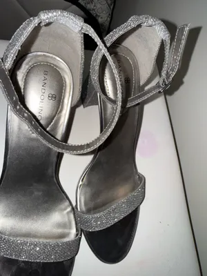 Silver Glitter Ankle-Strap Sandals for Women thumbnail 5