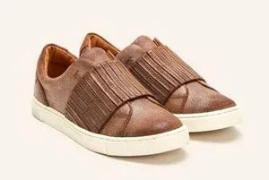 Frye | Women's Ivy Gore Distressed Leather Slip-On Sneakers in Brown Size 8.5 thumbnail 1