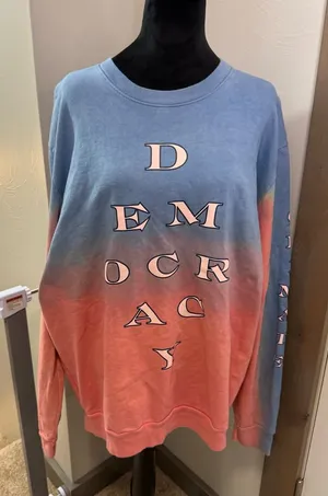 Willy Chavarria Democracy Crewneck Tie Dye Pullover Red Blue Womens‎ Rights thumbnail 1