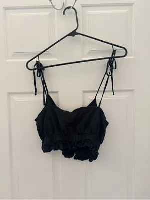 Zara Black Tie-Shoulder Button Crop Camisole thumbnail 4