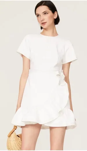 CINQ A SEPT‎ White Denim Josie Mini Dress | New 00 thumbnail 1