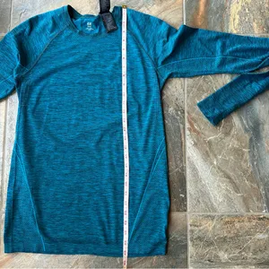 H&M Sport Large Teal Seamless Long Sleeve Activewear Workout Top Athleisure thumbnail 8