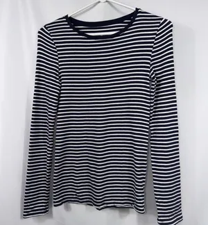 A New Day XS Navy White Striped Long Sleeve Top thumbnail 1