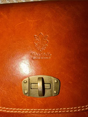 Vintage Vera Pelle Saddle Crossbody in Chestnut Brown with Brass Turn-Lock thumbnail 3