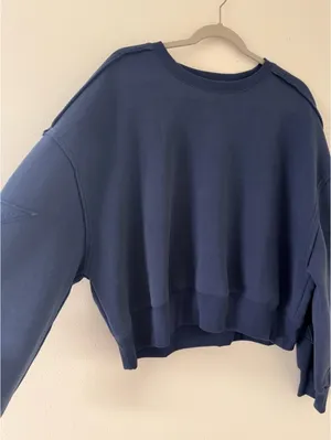 NWT Double Zero Boxy Neutral Lounge Navy Star Patch Crewneck size medium thumbnail 3