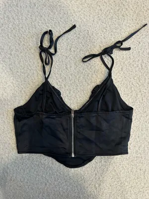 Lulus Black Satin Corset Top  thumbnail 2