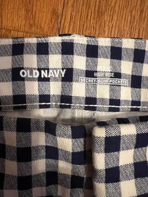 Old Navy High Waisted blue and white check pixie pants thumbnail 2