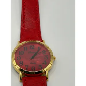 Parmeni Quartz Gold‎ Tone Red Dial Leather Band Women's Watch thumbnail 2