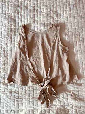 Calia by Carrie Underwood Tan Ribbed Tie Back Tank Top Size XS thumbnail 2