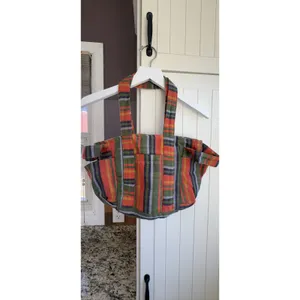 Free People Baby Oksana Tote C 8151 Small Orange Mix Striped Cotton Bag Women's thumbnail 4