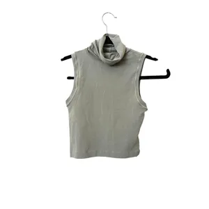 HELSA Jersey Cropped Turtleneck Top‎ Sage X-Small thumbnail 2