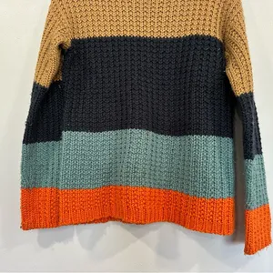 Anthropologie Sparrow Womens Colorblock Striped Chunky Knit Olaf Sweater Medium thumbnail 3