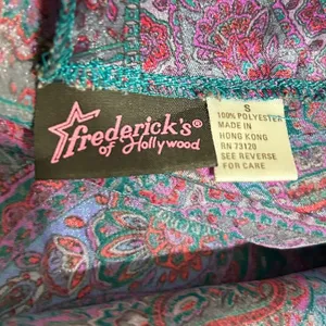 VTG Fredericks Of Hollywood Women‎ Satin Paisley Mini Slip Dress S Y2K Lingerie thumbnail 5