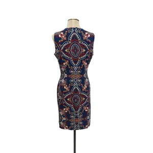 J McLaughlin Devon Sleeveless Shift Dress Blue Red Medallion Print‎ Medium thumbnail 8