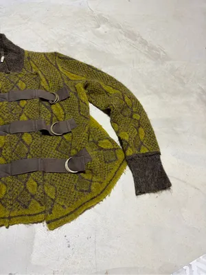 Free people Green and Brown wool alpaca Cardigan medium thumbnail 3
