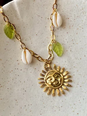 Handmade vintage cottage retro boho fairy style quality material mix gold stainless steel necklace🌞🌿 thumbnail 6