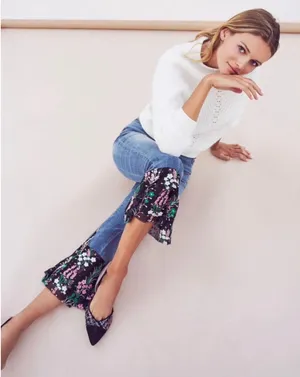 Anthropologie Pilcro & The Letterpress Floral Hem Jeans thumbnail 1