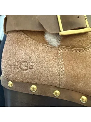NWOT UGG Lynnea Brown Suede Shearling Cuff Clog Boots 7 thumbnail 8