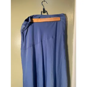 Banana Republic Women's Size 8 Satin Midi Skirt A-Line Blue Slit Front Zip Side thumbnail 8