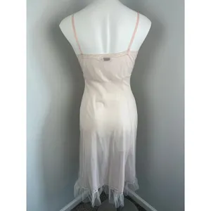 Vintage Laura Lane Light Pink Sheer Slip Dress Lingerie Nightgown w Lace 34/XS thumbnail 4