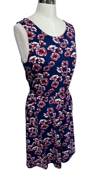 French Grey Women's‎ Small Blue Floral Sleeveless Fit & Flare Dress thumbnail 1