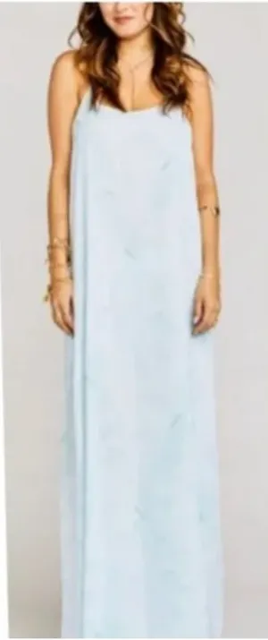 Show Me Your Mumu T-Rex‎ Halter Maxi Dress Blue Watercolor Floral Size Small thumbnail 1